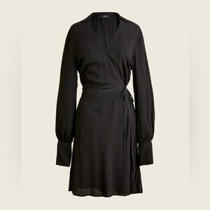 J. Crew Black Long Sleeve Wrap Dress